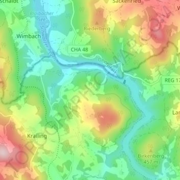 Carte topographique Grub, altitude, relief