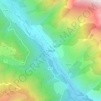 Carte topographique Le Bourguet, altitude, relief