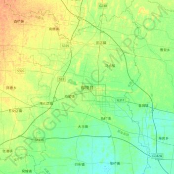 Carte topographique 鄢陵县, altitude, relief