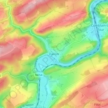 Carte topographique Fairon, altitude, relief