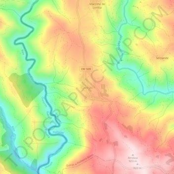 Carte topographique Quirás, altitude, relief