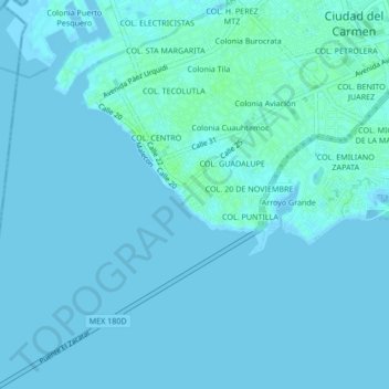 Carte topographique COL. GUANAL, altitude, relief