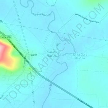Carte topographique San Martín de Zula, altitude, relief