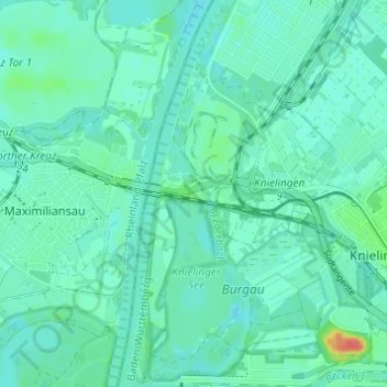 Carte topographique Maxau, altitude, relief