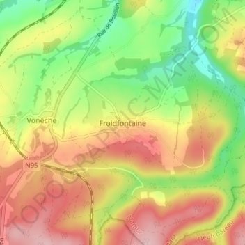 Carte topographique Froidfontaine, altitude, relief