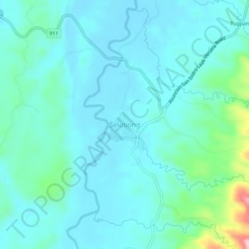 Carte topographique Sinobong, altitude, relief