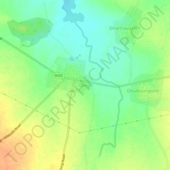 Carte topographique Durgi, altitude, relief