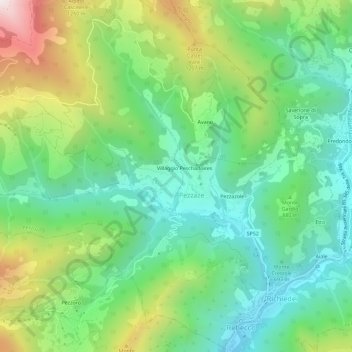 Carte topographique Mondaro, altitude, relief