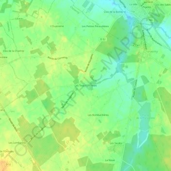 Carte topographique Les Trois Fontaines, altitude, relief