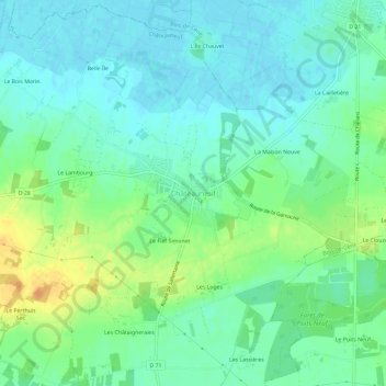 Carte topographique Châteauneuf, altitude, relief