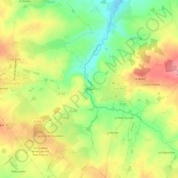 Carte topographique Claveau, altitude, relief
