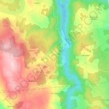 Carte topographique Fermus, altitude, relief