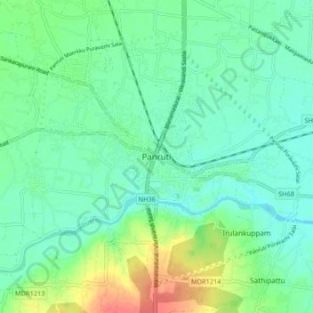 Carte topographique Panruti, altitude, relief