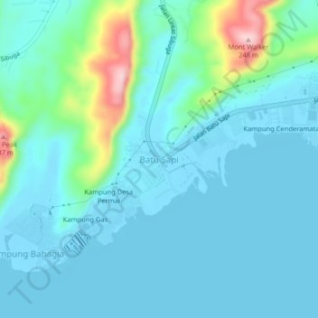 Carte topographique Sapi Rock, altitude, relief