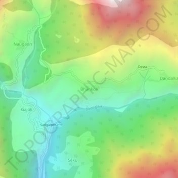 Carte topographique Bhankoli, altitude, relief