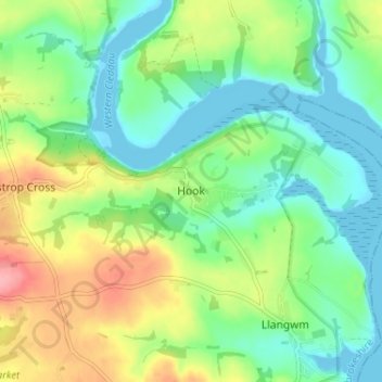 Carte topographique Hook, altitude, relief