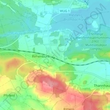 Carte topographique Langlau, altitude, relief
