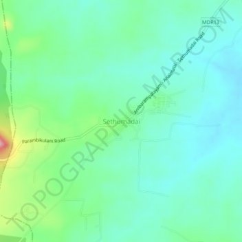 Carte topographique Sethumadai, altitude, relief
