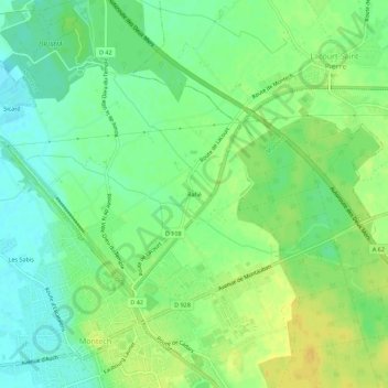 Carte topographique Rafié, altitude, relief