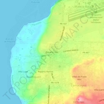 Carte topographique Reparto Solá, altitude, relief
