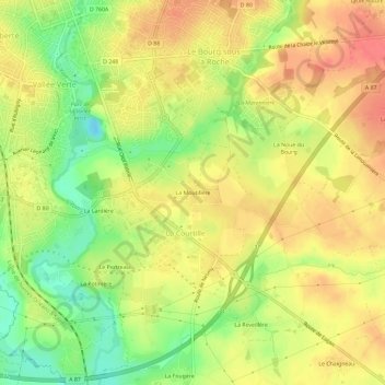 Carte topographique La Moutillère, altitude, relief
