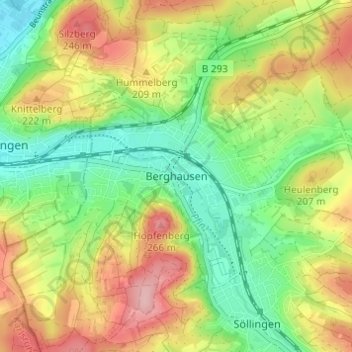 Carte topographique Berghausen, altitude, relief