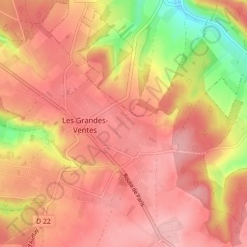 Carte topographique Champ des Ventes, altitude, relief