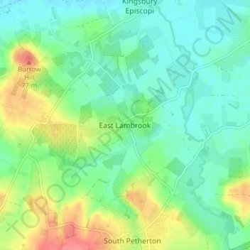 Carte topographique East Lambrook, altitude, relief
