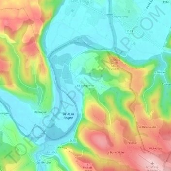 Carte topographique Le Bougayrou, altitude, relief