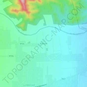 Carte topographique El Encón, altitude, relief