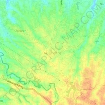 Carte topographique Tajur Halang, altitude, relief
