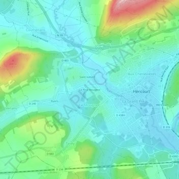 Carte topographique Le Petit Mougnot, altitude, relief