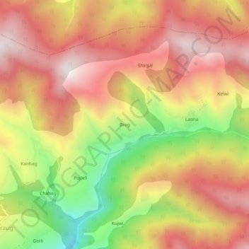 Carte topographique Brog, altitude, relief