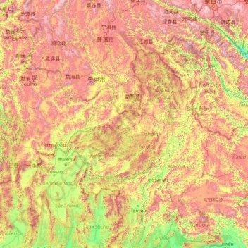 Carte topographique Luang Namtha, altitude, relief