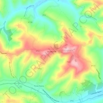 Carte topographique San Michele, altitude, relief