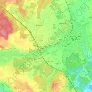 Carte topographique Gindlkofen, altitude, relief