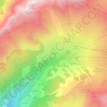 Carte topographique Colombe, altitude, relief