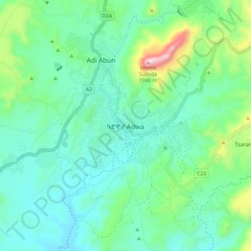 Carte topographique Adwa, altitude, relief