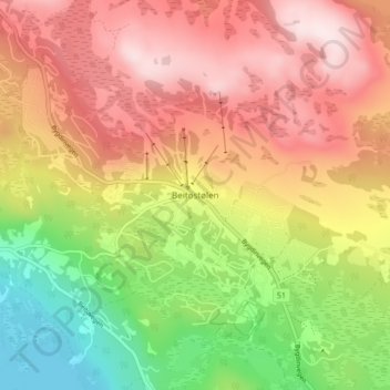 Carte topographique Beitostølen, altitude, relief