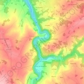 Carte topographique Le Pin, altitude, relief
