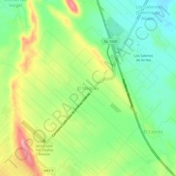 Carte topographique El Maguey, altitude, relief