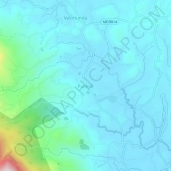 Carte topographique Pulinjal, altitude, relief
