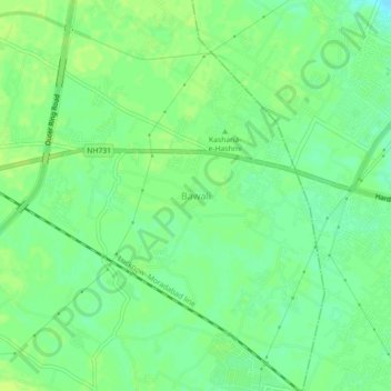 Carte topographique Bawali, altitude, relief