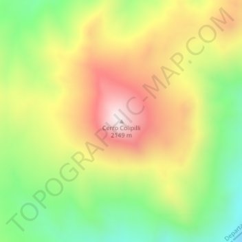 Carte topographique Cerro Colipilli, altitude, relief