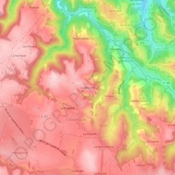 Carte topographique Caldecoste, altitude, relief