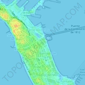 Carte topographique Parque del Gadir, altitude, relief