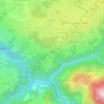 Carte topographique La Plantaz, altitude, relief