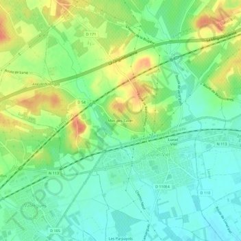 Carte topographique Mas des Caves, altitude, relief