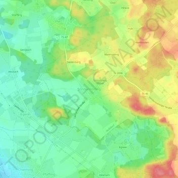 Carte topographique Sondermoning, altitude, relief