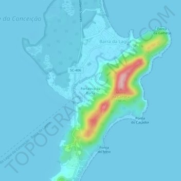 Carte topographique Fortaleza da Barra, altitude, relief